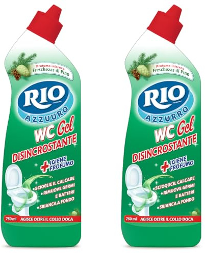 Rio Azzurro WC Gel Disincrostante 750 ml Pino – Confezione da 2, 4 o 6 Pezzi – Detergente Anticalcare Igienizzante per Toilette (2)