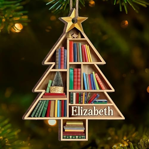 Drawelry Personalisierte Weihnachtsbaum Anhänger Dekoration mit Familien Namen Gedruckt Ornamente Weihnachten Baumschmuck Holz Hänge Xmas Party Deko Weihnachten Geschenke für Familie (C2)