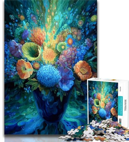 Puzzle de 1 000 pièces représentant des Fleurs dans Un Vase pour Adultes, idéal pour Tuer Le Temps en Vacances, avec des pièces de Formes aléatoires entièrement emboîtables (50x75cm)