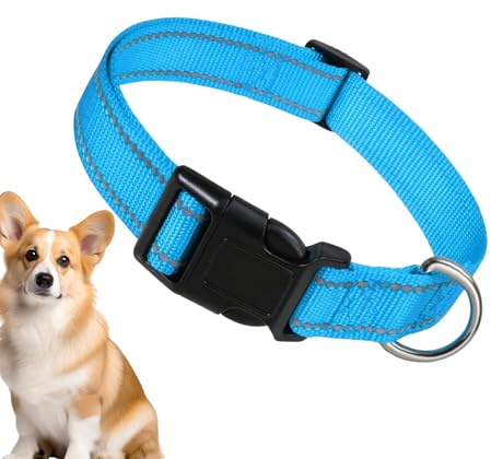 Justerbart valphalsband, hundhalsband i nylon, Reflekterande halskrage för husdjur, Andas bekvämt justerbart nylondjurhalsband för medelstora hundar