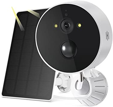LLOOPK Caméra de sécurité, Caméra Solaire détection Humaine extérieure caméra IP de sécurité Panneau Solaire Batterie de Recharge CCTV caméras de Surveillance vidéo(64GB Card)