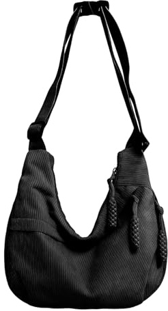 Zamety Crossbody Bag - Borsa a tracolla da donna, colore nero, con tracolla regolabile, elegante mezzaluna per lavoro, università, viaggi