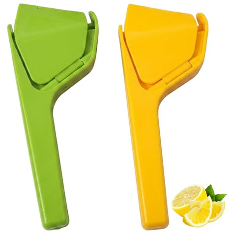 2 PCS Lemon Juicer, Green and Yellow Manual Citrus Squeezer, Hand Fruit Press for Lemon Lime and Orange, Kitchen Tool for Fresh Juice Extraction