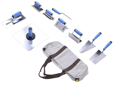 Plyisty Set di Cazzuole per Cemento, Cazzuole per Angoli Interni Ed Esterni, Strumenti per Intonacatura con Padella, Custodia Portatile per Muratura