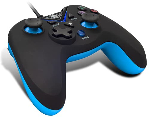 Spirit Of Gamer - XGP Wired Controller Nero e Blu - Fuoco Rapido - 12 Pulsanti Digitali - 360° Stick Analogici - Vibrazioni - Doppia Modalità - LED - PC, Android (Box/Smartphone), PS3