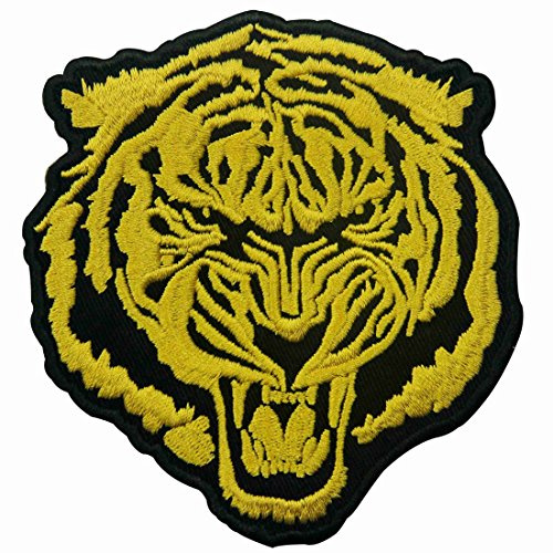 Aufnäher, bestickt, Design: Der brüllende Goldtiger, zum Aufbügeln oder Aufnähen