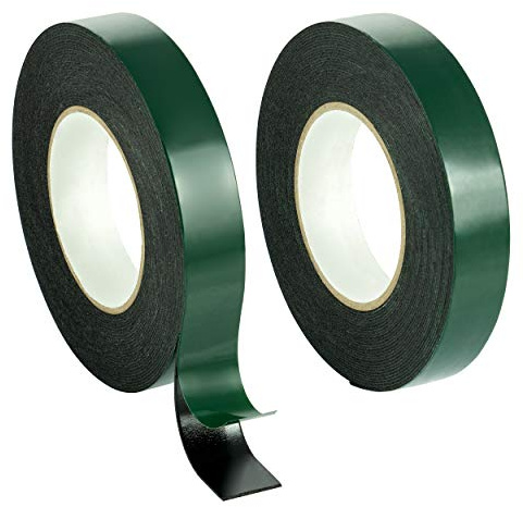 POPPSTAR 2x Nastro biadesivo in schiuma, nastro adesivo per il montaggio (10m x 25mm x 1mm), nero