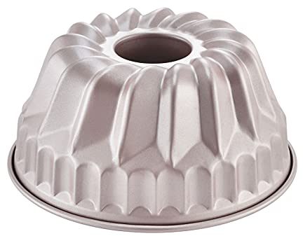 CHEFMADE Cake Mould 17.2CM Tube Ring Cake Tin Non Stick Coating Kugelhopf Pan Carbon Steel Oven Baking Mould for Parties,Afternoon Teas,Weddings (Champagne Gold)