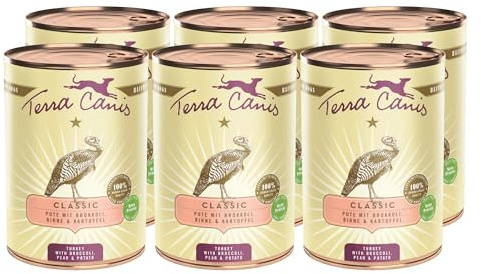 Terra Canis Pute mit Brokkoli & Birne, Classic Nassfutter für Hunde, 6x400g | 100% Lebensmittelqualität aller Rohstoffe, mit frischem Fleisch und nahrhaften Innereien, glutenfrei und getreidearm