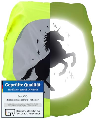 EANAGO® Rucksack Regenschutz Regenhülle wasserdicht Reflektor Schulranzen | Einhorn Universal Regenüberzug Backpack Cover Sicherheitsreflektor 100% wasserdicht nahtlos Ranzen Kinder Schule Einschulung