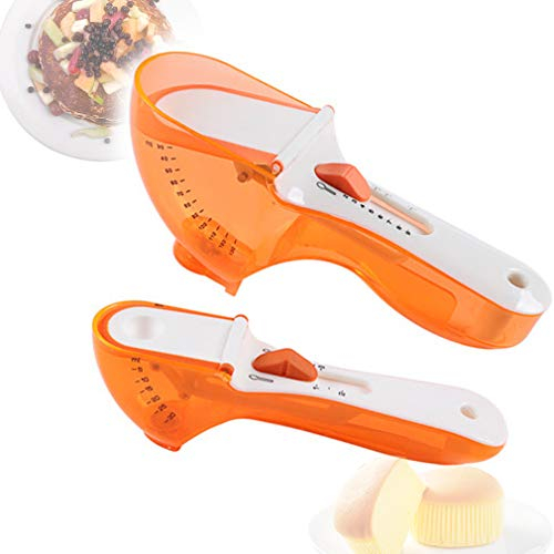 NEWFEIBIN Creativa Cucharas Medidoras Ajustables Ajustable Cuantitativa Juego De Cucharas Medidoras con Multifuncionales para Hornear Cocina Café Azúcar Sal Leche Polvo Especias