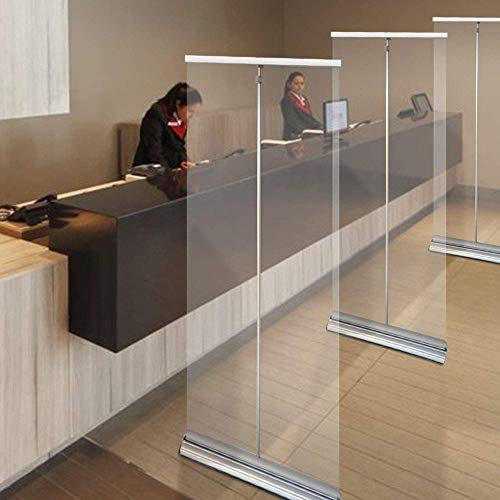 Roll up The Transparent Banner，Sneeze Guard Screen，Social Distancing Screen，Spit Protection，Floor Standing Transparent Partition Screen/A / 60×160cm
