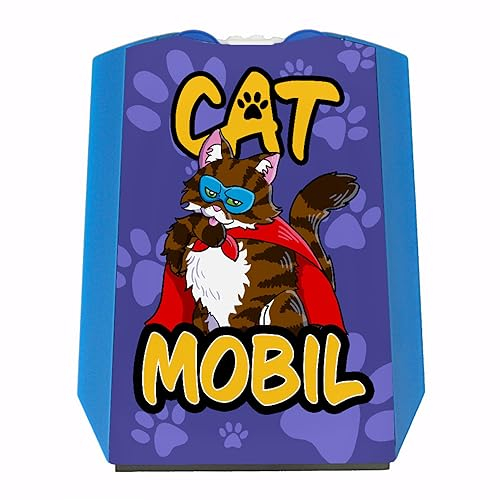 speecheese Parkscheibe mit Superhelden Katzen-Motiv und 2 Einkaufswagenchips - Catmobil lustige Geschenkidee für Katzenbesitzer die etwas zu viel von ihrem Fellknäuel halten und Denken es