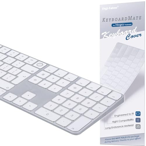 Digi-Tatoo Keyboard Cover for 2024 M4 iMac Magic Keyboard (Model A3119, Touch ID, with Numeric Key) - Ultra Thin, Protective and Clear Keyboard Cover Protector Skin. UK/European layout