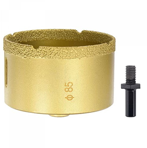 sourcing map Brazed Diamond Core Drill Bits 85mm Hole Saws with M10 Arbor Adapter for Porcelain Tile Marble Concrete Stone Brick