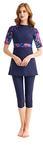 Rash Guard Beachwear Modest Badkläder för kvinnor Kortärmad baddräkt Burkini Modesty Costume Plus Size (S, Y11)