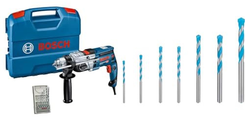 Bosch Professional Perceuse-visseuse à Percussion GSB 20-2 Set (avec Set d’Accessoires, dans une L-Case) + Coffret de 7x forets Expert CYL-9 MultiConstruction (Béton, Ø 4-12 mm, Accessoire)
