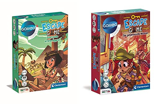 Clementoni Galileo Escape Games - Schatzsuche im Alten Ägypten, Gesellschaftspiel zum Rätseln mit Hinweiskarten & Escape Game – Das geheimnisvolle Museum, Gesellschaftsspiel zum Knobeln & Rätseln