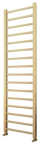 Greened House Pula Brushed Brass Heated Towel Rail Flat 500mm Wide 1600mm High Central Heating
