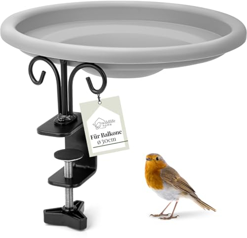 wildlife home Vogeltränke Balkon I Hängend & Winterfest I Vogeltränke Frostsicher für Balkongeländer - Vogelbad für Wildvögel, Wassertränke für Vögel