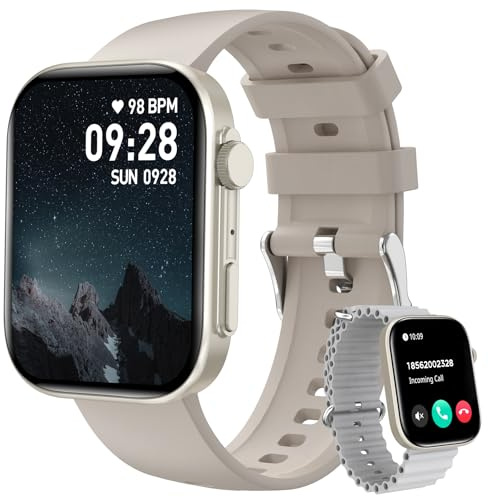 BRIBEJAT Montre Connectée Homme Femmes avec Appels Bluetooth, 2,01'' Smartwatch，100 Modes Sportifs avec Cardiofrequencemetre, Sommeil，Etanche IP68 Bracelet Connectée Montre pour Android iOS, Blanc