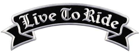 Großer Live to Ride Rückenpatch – 33,6 x 11,7 cm – Gestickter Top Rocker Aufnäher für Biker Oberer Bogen XXL Rückenaufnäher Patch Backpatch für Motorradjacke Kutte Lederweste – Hochwertige Stickerei