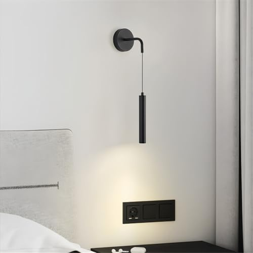 KINLAMS Applique Da Comodino Moderno Soggiorno Sfondo Applique Da Parete Nordic Appliques Camera Da Letto Lampada Da Comodino Lampadario Lettura Sospensione (nero)
