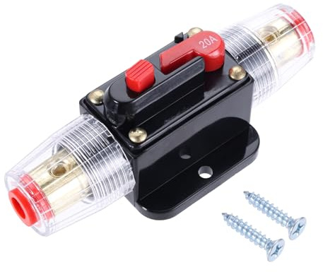 20A Leistungsschalter mit manueller Rückstellfunktion für Auto RV Marine | Auto Sicherungshalter Schutzschalter Inline passend für Auto Audio, Wohnmobil, Haushalt und LKW Systeme