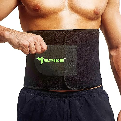 SPIKE Cintura sottile per uomo e donna, snellente per la pancia, modellante per il corpo, cintura per allenamento della vita regolabile, Spike Cintura Slim Sweat Nero, One Size