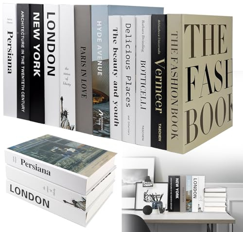 LBING 12Stk Deko Bücher für Heimdekor Dekorative Bücher Dekobücher | Faltbare Gefälschte Bücher Kartonschachtel nur Gefälschte Bücher Display Bücher für Couchtisch/Regale