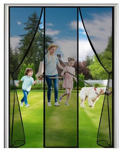 Magnet Fliegengitter Tür, 130x230cm Insektenschutz Magnetischer Fliegenvorhang für Balkontür, Wohnzimmer, Kellertür und Terrassentür Ohne Bohren - Schwarz