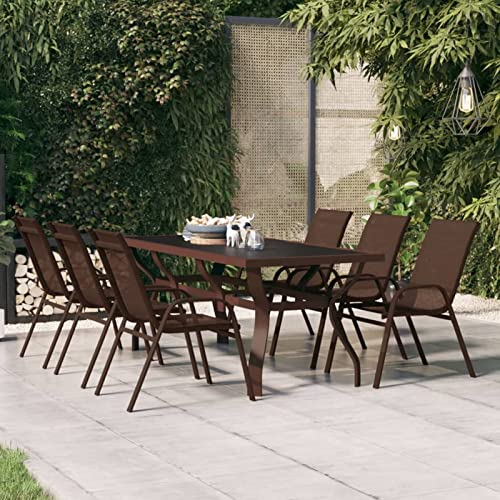 Chaduof Gartentisch, Klapptisch Garten, Balkontisch, Garten Tisch, Balkonmöbel, Tisch Klappbar, Braun und Schwarz 180x80x70 cm Stahl und Glas