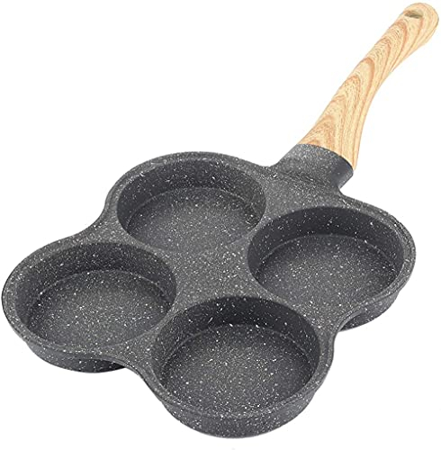 MYVVKIA Egg Frying Pan, 14Inch Pancake Omelet Maker Pan with 4 Hole for Gas Stove Induction All Cookware Frying pan Wok