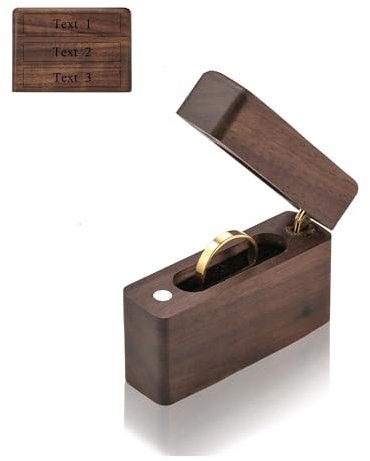 Lpraer Ringkissen Personalisiert Ringbox mit Gravur Massive Walnuss Holz Ringschatulle Ringkästchen Ring Schatulle Aufbewahrung Ringträger Box für Hochzeit Verlobung Heiratsantrag Jubiläen