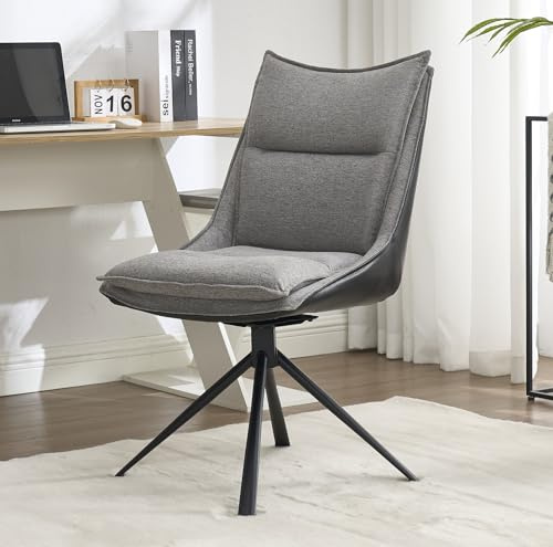 chairus Bürostuhl Schreibtischstuhl aus Leinen Drehbarer Computerstuhl für Arbeitszimmer Arbeitsstuhl ohne Armlehne für Büro Wohnzimmer Schlafzimmer (Grau)