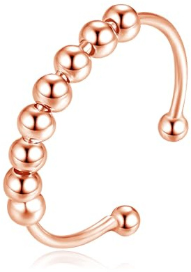 Cangall Silver Ångestringar, 925 sterling silver dam stämningsringar, öppen justerbar anti-stressringar, fidget spinner akupressur ringar, unisex ångest ringar för ångest kvinnor flickor män