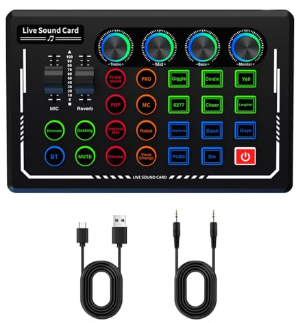 Nuoxiange V88 Live Sound Card for Streaming, Bluetooth Audio Mixer with Voice Changer & Funny Sound Effects - Portable Mini DJ Board for Kids, Gaming, Karaoke, TikTok - Great Beginner Gift