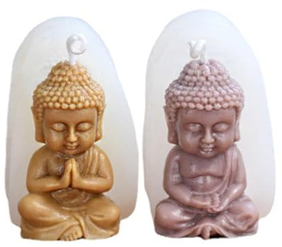 Buddha Candles Silicone Mould, Buddha Candle Mould Reusable Candle Mould Made of Silicone for Handmade Soap 2 Pieces Buddha Figure Silicone Mould Candle Mould