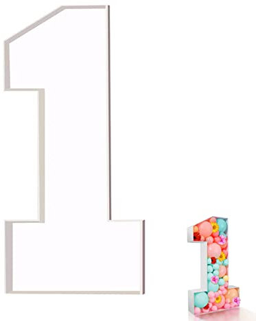 BEAHING Número de 1 baltro de Bolas 28.74 Pulgadas Número 1 Relleno de Globo Decorativo KT Box Box Número Modelado de Modelado Caja de Globos (no incluidos Globos) Números de marquesina