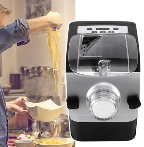 260w Automatic Pasta Maker Machine Electric-Led Display,w/8 Shape Discs for Homemade Noodles, Spaghetti, Fettucine and Penne, Up to 500g Flour-for Home, Noodle Shop,Black