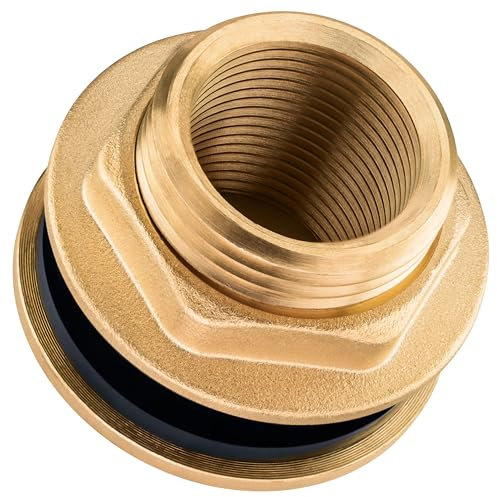 Poppstar Raccordo per cisterna di acqua piovana, 3 parti, connessione serbatoio pioggia filetto interno 3/4 (24mm), ottone, guarnizione inclusa