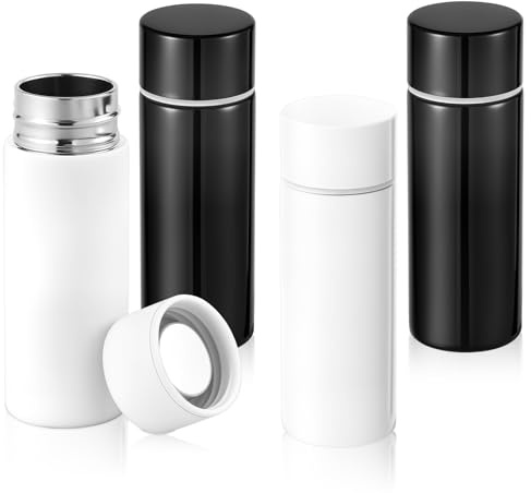 VAVPUP Lot de 4 mini bouteilles d'eau en acier inoxydable, isothermes de 120 ml, 6-12h12h, anti-fuite, petites bouteilles d'eau portables pour la maison, l'école, le bureau, le camping (4)