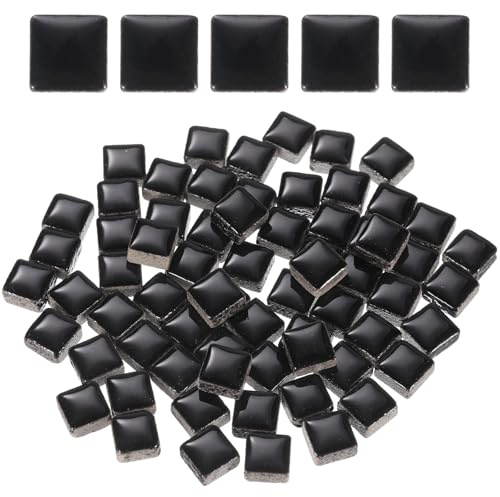 QUARKZMAN 100g Quadratische Mosaikfliesen, bunte Keramik-Mosaikfliesen für Bastelbedarf in Großpackungen zur Heimdekoration Kunsthandwerk DIY-Projekte, 1x1cm, Schwarz