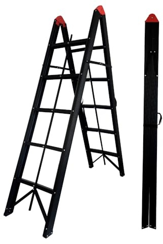 Woerther Escabeau Pliant 1m80 en Aluminium – Echelle Pliante– Léger, Compact & Ultra Résistant – 5 Marches Antidérapantes – Charge Max 150 kg – Usage Intérieur/Extérieur – Garantie 5 Ans