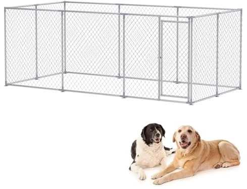 Froadp Hundezwinger Outdoor Hundekäfig mit Abschließbarer Tür 400x200x150cm Hundehütte aus Verzinkter Stahl UV- & Wasserdicht Hundehaus Tierlaufstall für Hunde