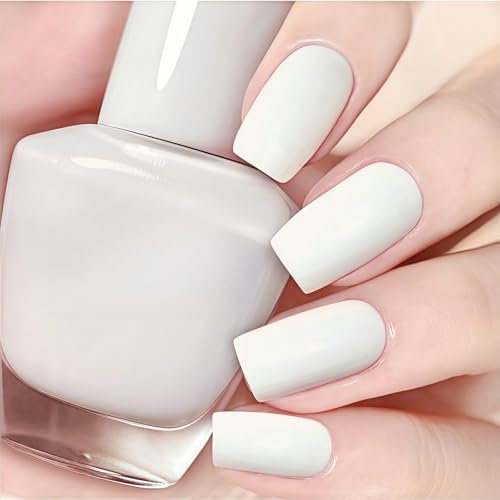 White Nail Polish & White Nail Varnish, Milky-white Nail Polish, Chip-Resistant, Quick-Drying & Long-Lasting Formula. Perfect for DIY Nail-Art & At-Home Manicures. Shiny, Streak-Free Results