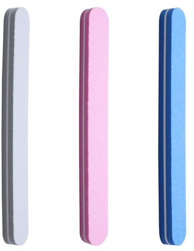 Professional Nail Files 100/180 Grit Nail File, Nail Buffer Block | Double-Sided Thickened Fingernail Files Salon Manicure Tools Pet Grooming Tool (Blue Pink Gray, 3 Pcs)