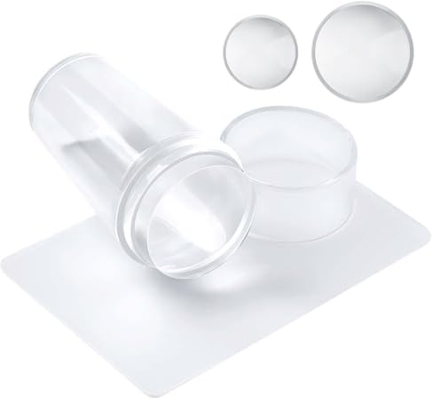 DULZEN Lot de pochoirs et tampons en silicone pour manucure française Nail Art Stamper,Jelly Stamper French Gelée d'estampage en silicone transparente accessoires d'art d'ongle