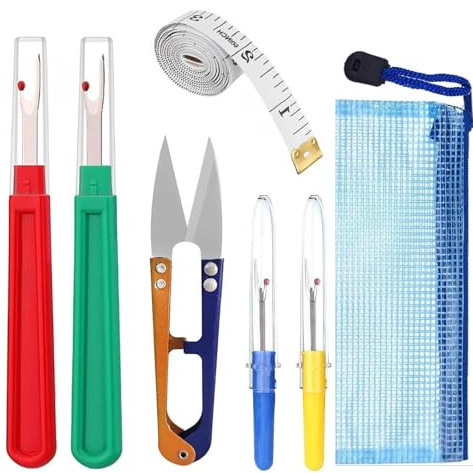 7PCS Seam Ripper Set with Stitch Unpicker Tool and Scissors - Sewing Accessories for Thread Cutting DIY Needlework Craft and Hem Repair
