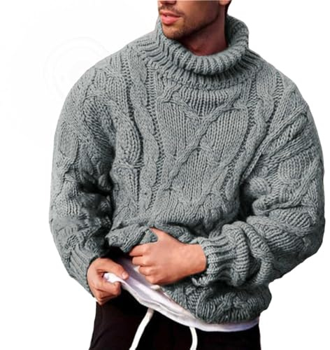 Jersey Hombre Cuello Cisne, Jerseis De Hombre Invierno Punto por Cable Top Básico Punto Fino Cálido Jersey Sólido Color De Invierno Jersey Noruego Hombre Sudadera Tops De Punto